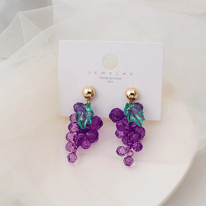 Fashion Sweet Fruit Grape Arylic Acrylic Women's Earrings