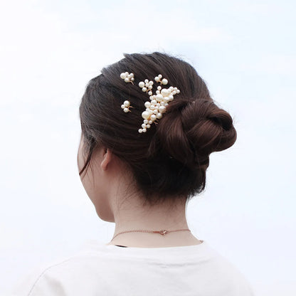 Fashion Sweet Handmade Pearl Hairpin Wedding Plate And Comb Set