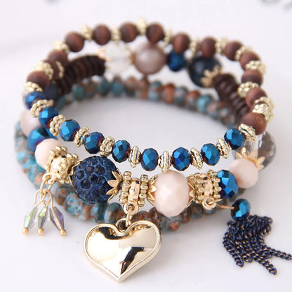 Fashion Sweet Wild Water Drop Peach Heart Tassel Fashion Temperament Female Bracelet