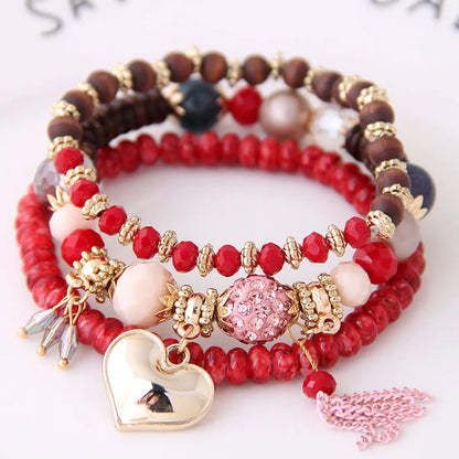 Fashion Sweet Wild Water Drop Peach Heart Tassel Fashion Temperament Female Bracelet