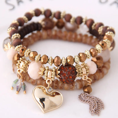 Fashion Sweet Wild Water Drop Peach Heart Tassel Fashion Temperament Female Bracelet