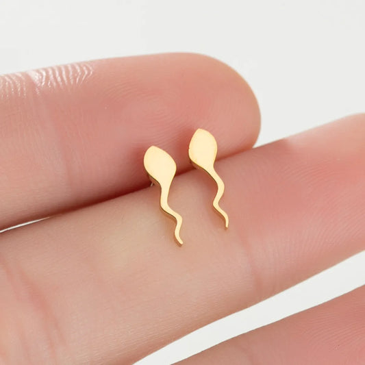 Fashion Tadpole Plating 304 Stainless Steel No Inlaid 18K Gold Plated Ear Studs