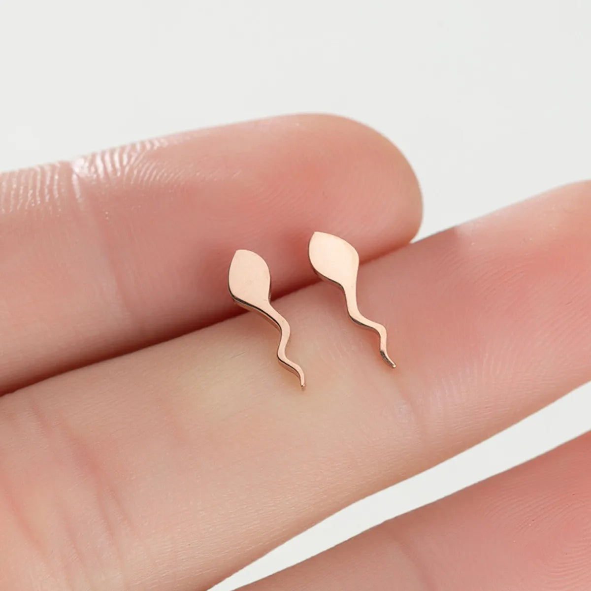 Fashion Tadpole Plating 304 Stainless Steel No Inlaid 18K Gold Plated Ear Studs