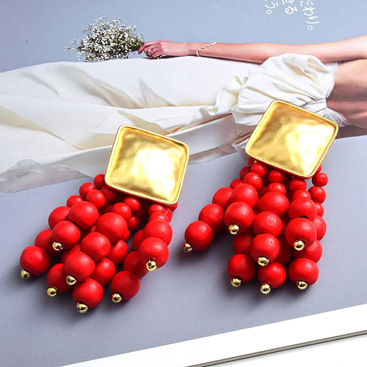 Fashion Tassel Alloy Beaded Tassel Plating Beads Women's Earrings