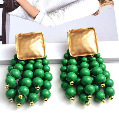 Fashion Tassel Alloy Beaded Tassel Plating Beads Women's Earrings