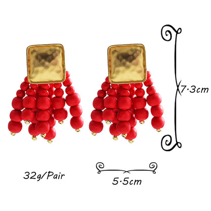 Fashion Tassel Alloy Beaded Tassel Plating Beads Women's Earrings