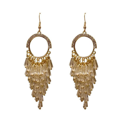 1 Pair Fashion Tassel Inlay Alloy Artificial Diamond Drop Earrings