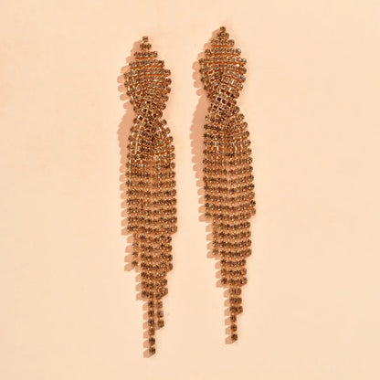 Fashion Tassel Alloy Inlay Rhinestones Women's Drop Earrings 1 Pair