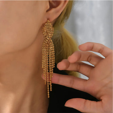 Fashion Tassel Alloy Inlay Rhinestones Women's Drop Earrings 1 Pair