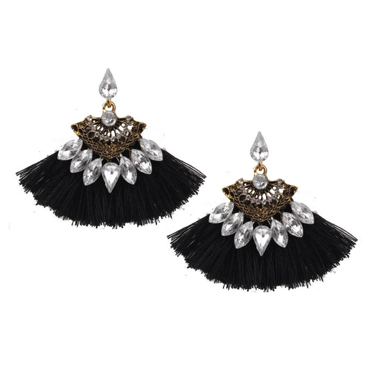 Fashion Tassel Alloy Plating Inlay Rhinestones Women's Drop Earrings 1 Pair