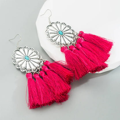 Fashion Tassel Alloy Tassel Turquoise Earrings 1 Pair