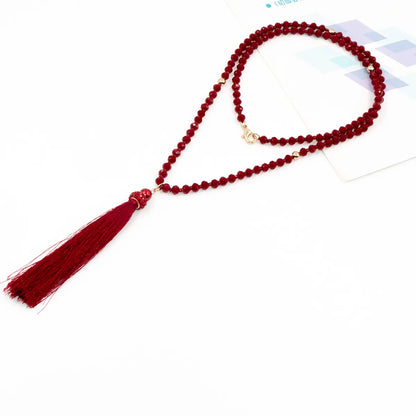 Fashion Tassel Artificial Crystal Imitation Pearl Alloy Beaded Handmade Zircon Women's Layered Necklaces 1 Piece