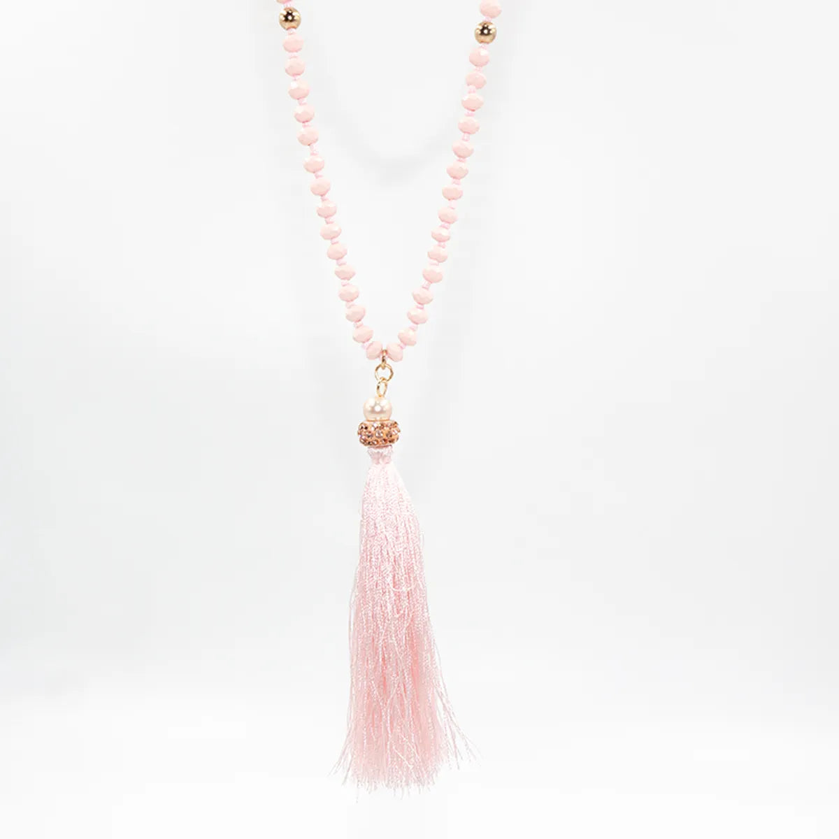 Fashion Tassel Artificial Crystal Imitation Pearl Alloy Beaded Handmade Zircon Women's Layered Necklaces 1 Piece