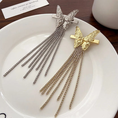 Fashion Tassel Bow Knot Alloy Rhinestone Hair Clip