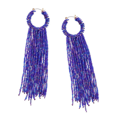 1 Pair Fashion Tassel Beaded Resin Drop Earrings