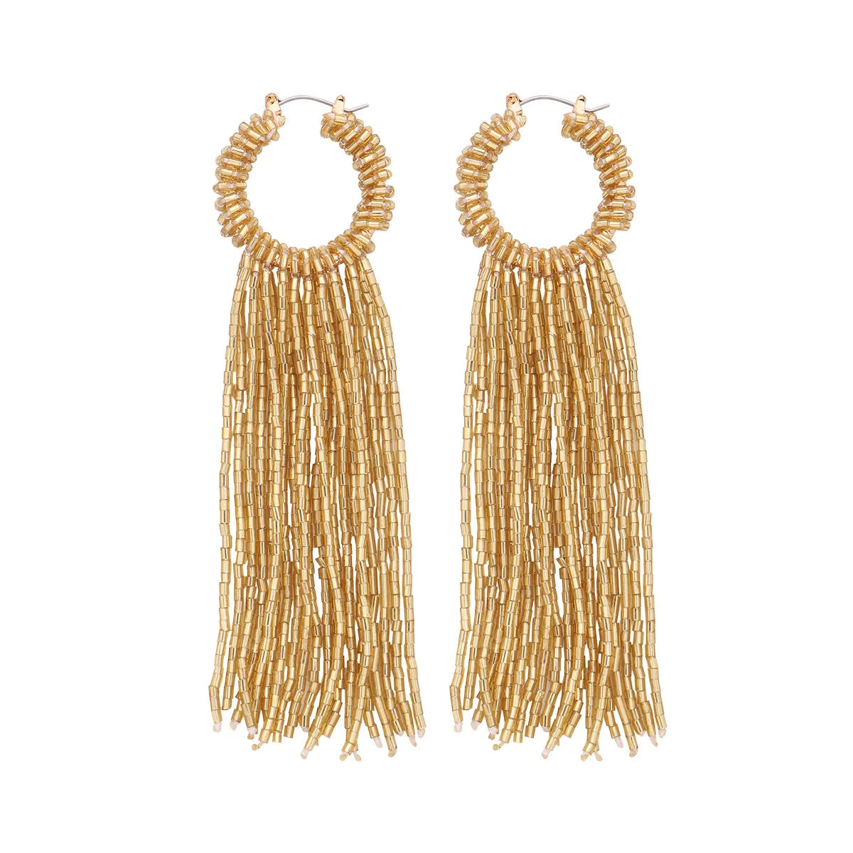 1 Pair Fashion Tassel Beaded Resin Drop Earrings