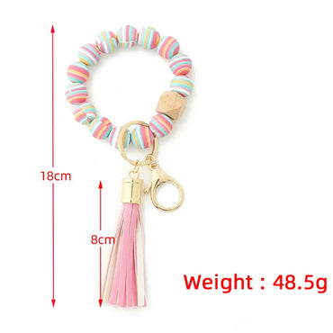 Fashion Tassel Silica Gel Beaded Women'S Bag Pendant Keychain