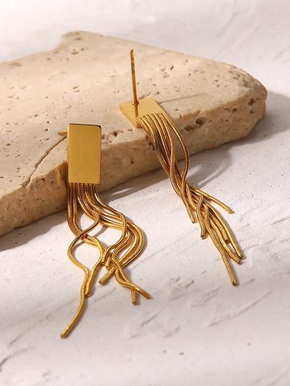 1 Pair Fashion Tassel Plating Stainless Steel Drop Earrings