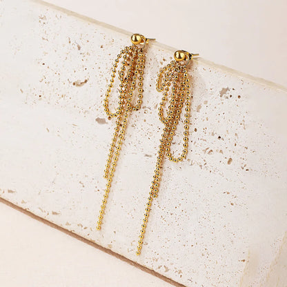 Fashion Tassel Plating 304 Stainless Steel Titanium Steel 18K Gold Plated Drop Earrings