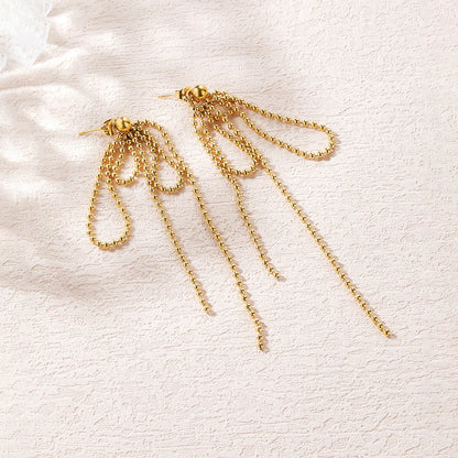 Fashion Tassel Plating 304 Stainless Steel Titanium Steel 18K Gold Plated Drop Earrings