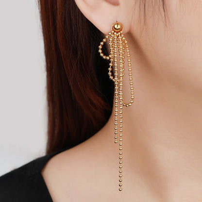 Fashion Tassel Plating 304 Stainless Steel Titanium Steel 18K Gold Plated Drop Earrings