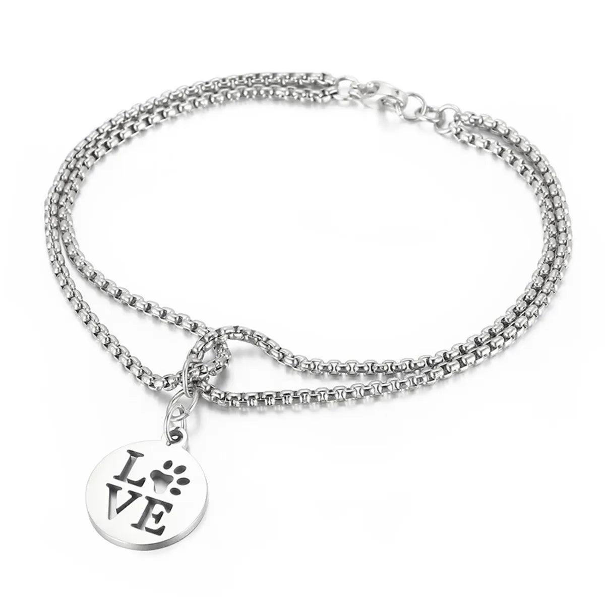 Fashion Temperament Element Double-layer Pearl Chain Big Letter Love Ring Pendant Bracelet