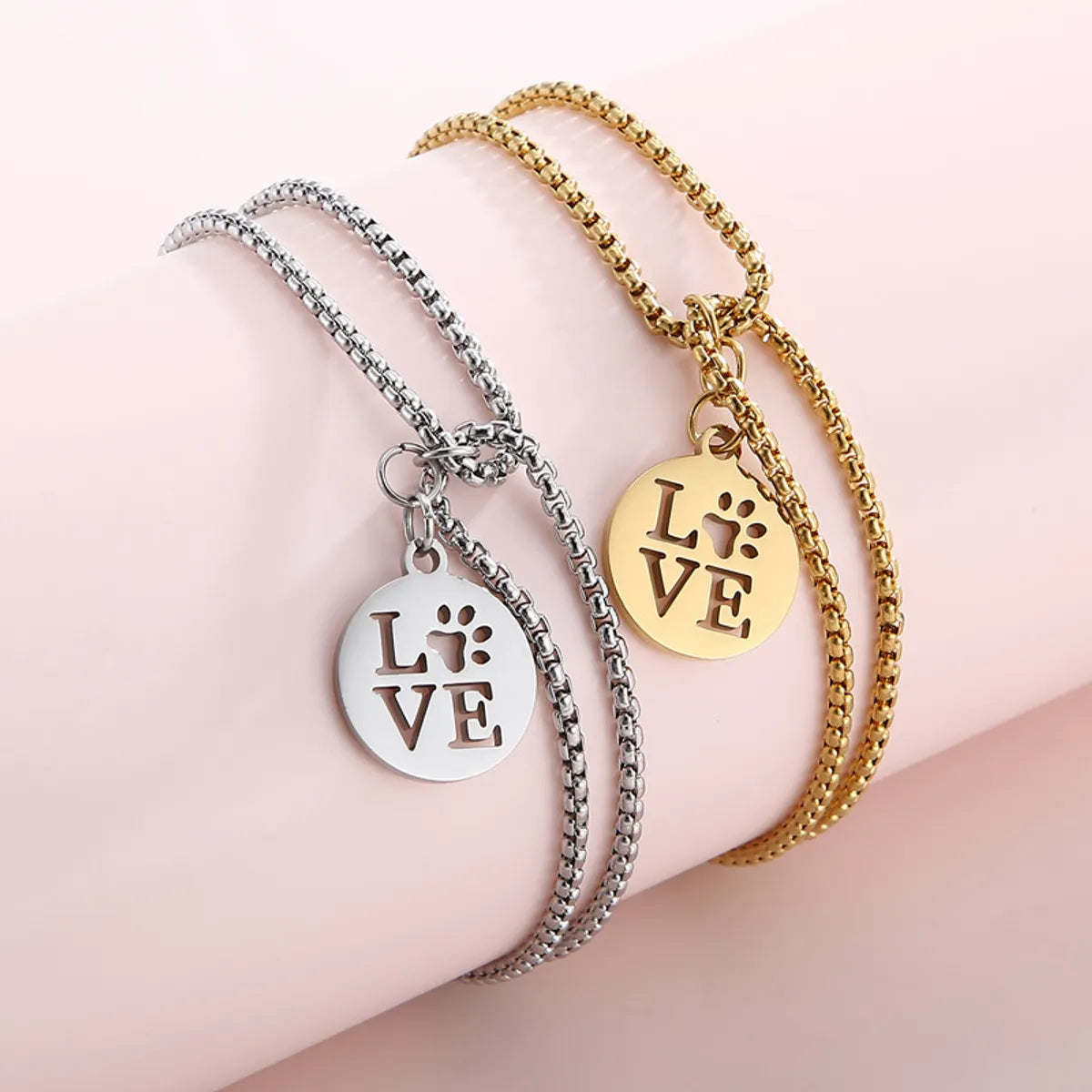 Fashion Temperament Element Double-layer Pearl Chain Big Letter Love Ring Pendant Bracelet