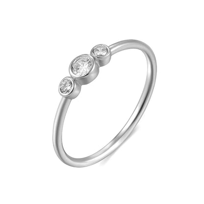 Fashion Temperament Ring Simple And Versatile Inlaid Three Zircon Joint Rings