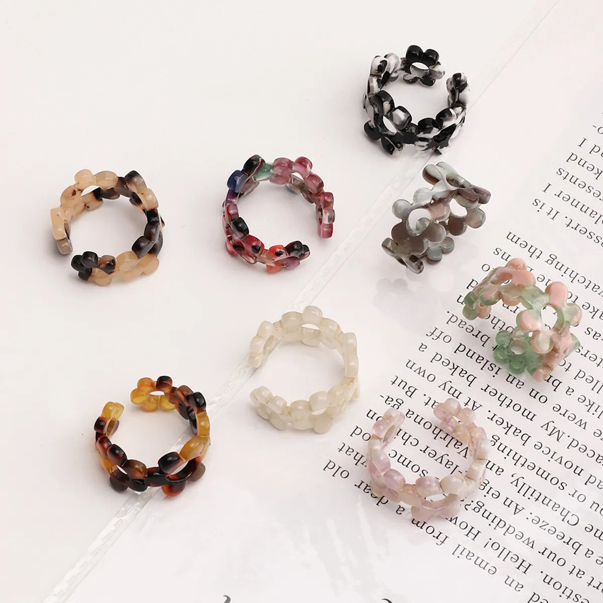 Ig Style Flower Resin Women's Open Ring