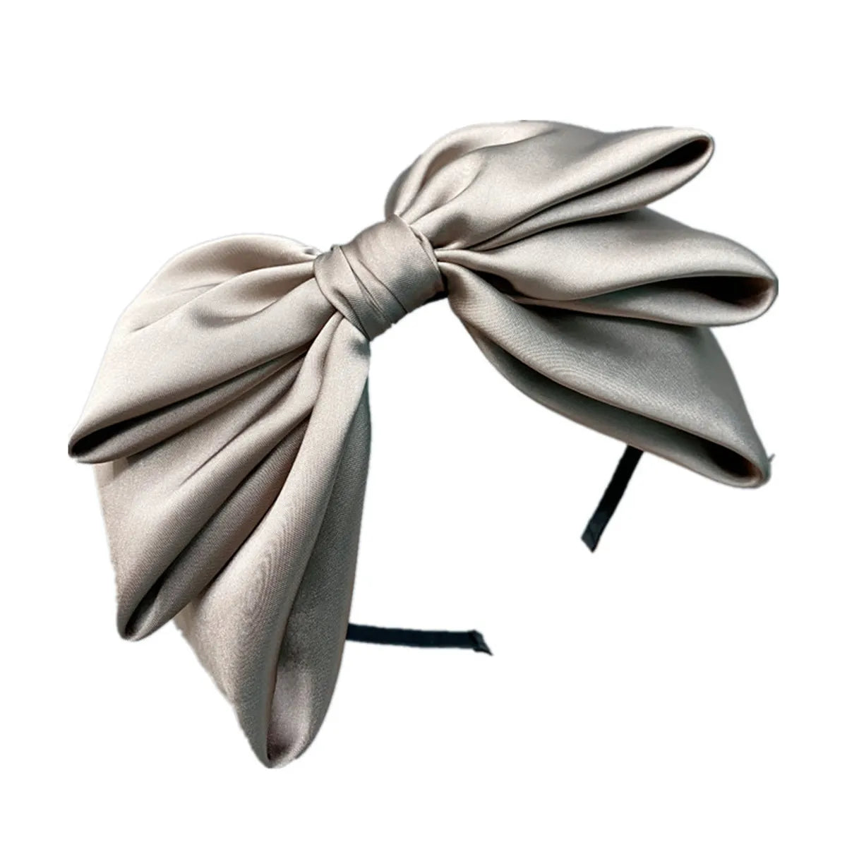 Fashion Three-Layer Satin Solid Color Sweet Big Bow Satin Headband