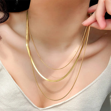 Fashion Titanium Steel Necklace Multi-layer Snake Bone Chain Simple Clavicle Chain