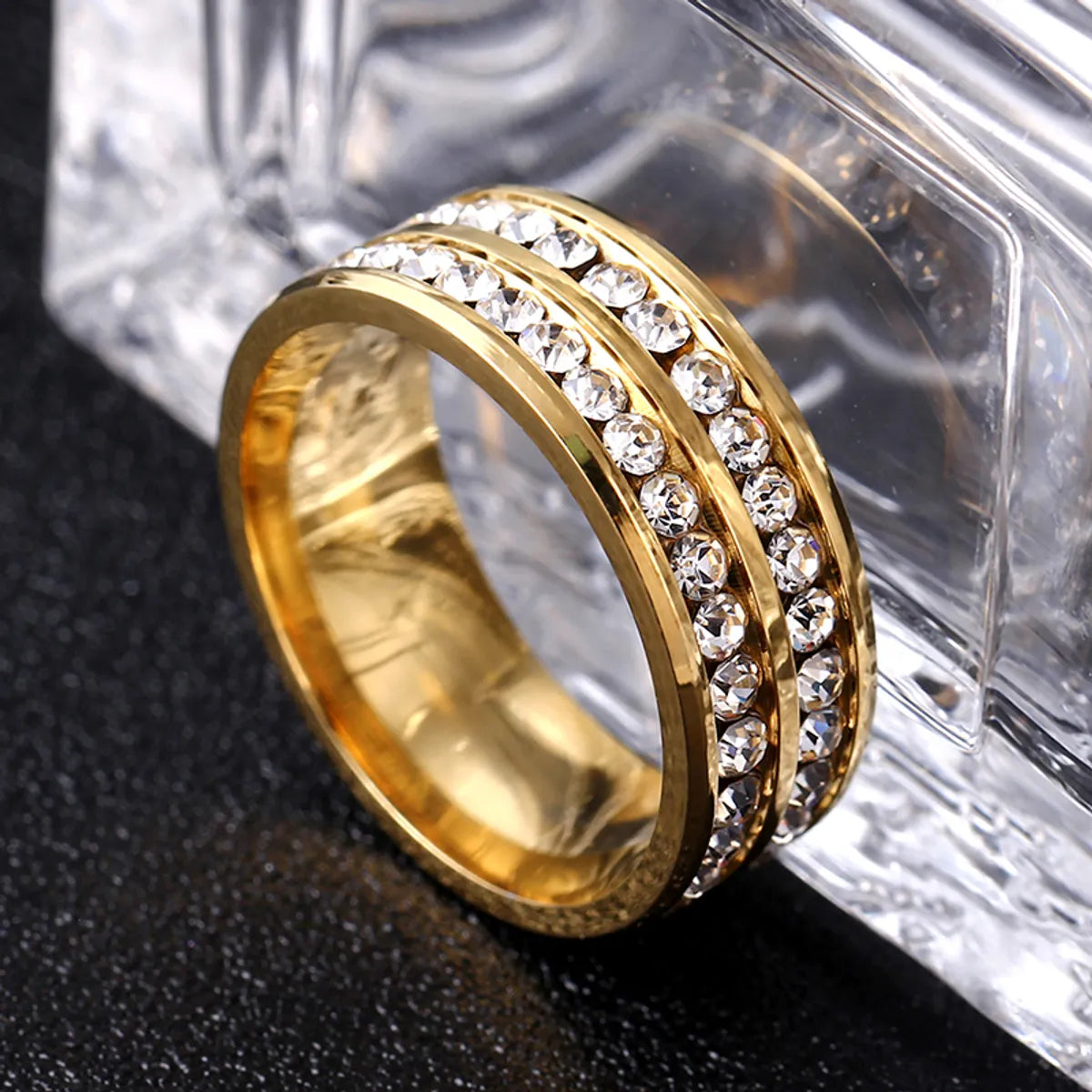 Fashion Titanium Steel Rhinestone Hypoallergenic Ring Wholesale Jewelry