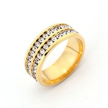 Fashion Titanium Steel Rhinestone Hypoallergenic Ring Wholesale Jewelry