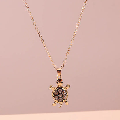 Fashion Tortoise Alloy Inlay Rhinestone Pendant Necklace