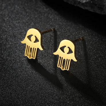 1 Pair Fashion Tortoise Letter  Plating Hollow Out Stainless Steel 18k Gold Plated Ear Studs