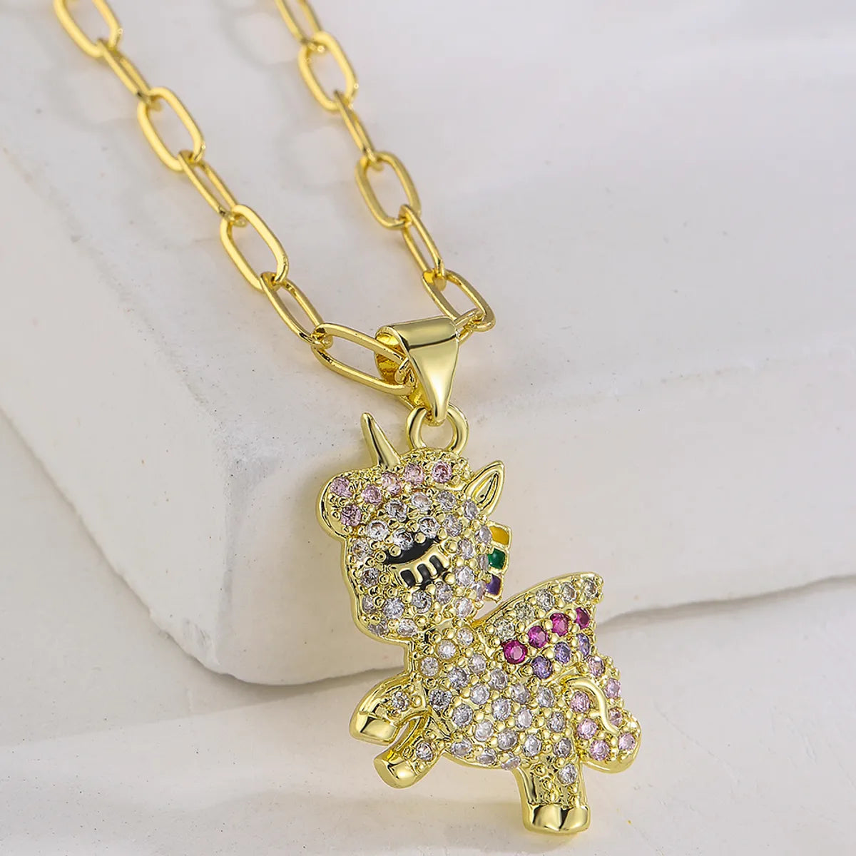 Fashion Tortoise Rabbit Bird Copper Gold Plated Zircon Pendant Necklace 1 Piece