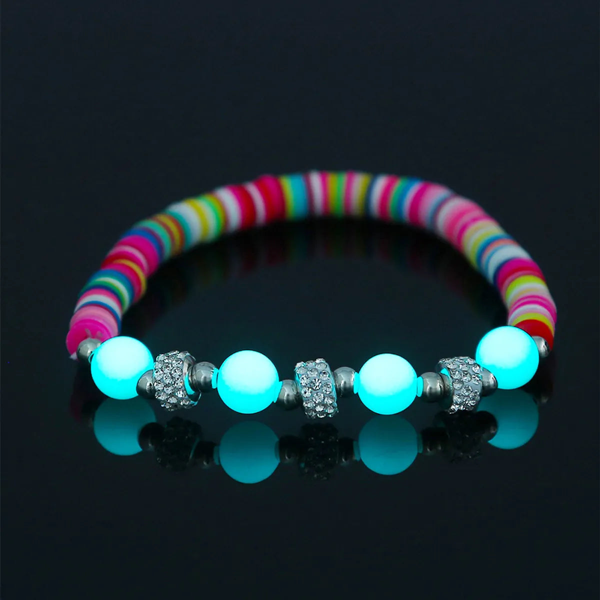 Fashion Tortoise Sun Heart Shape Natural Stone Beaded Luminous Inlay Zircon Bracelets 1 Piece