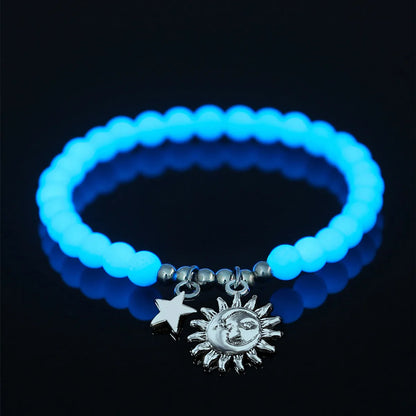 Fashion Tortoise Sun Heart Shape Natural Stone Beaded Luminous Inlay Zircon Bracelets 1 Piece