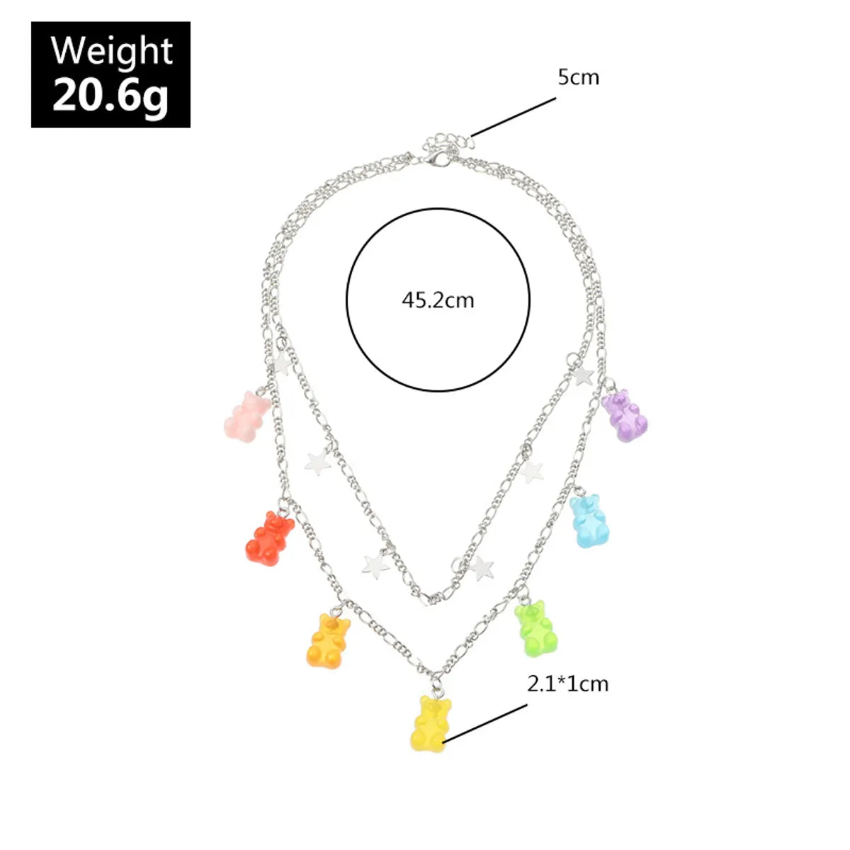 Fashion  Transparent Jelly 7-Color Bear Alloy Necklace For Women Nihaojewelry