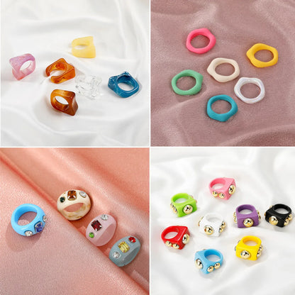 Fashion Transparent Resin Heart Butterfly Acrylic Multicolor Geometric Ring Wholesale Gooddiy