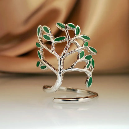 Fashion Tree Alloy Enamel Women'S Open Ring 1 Piece