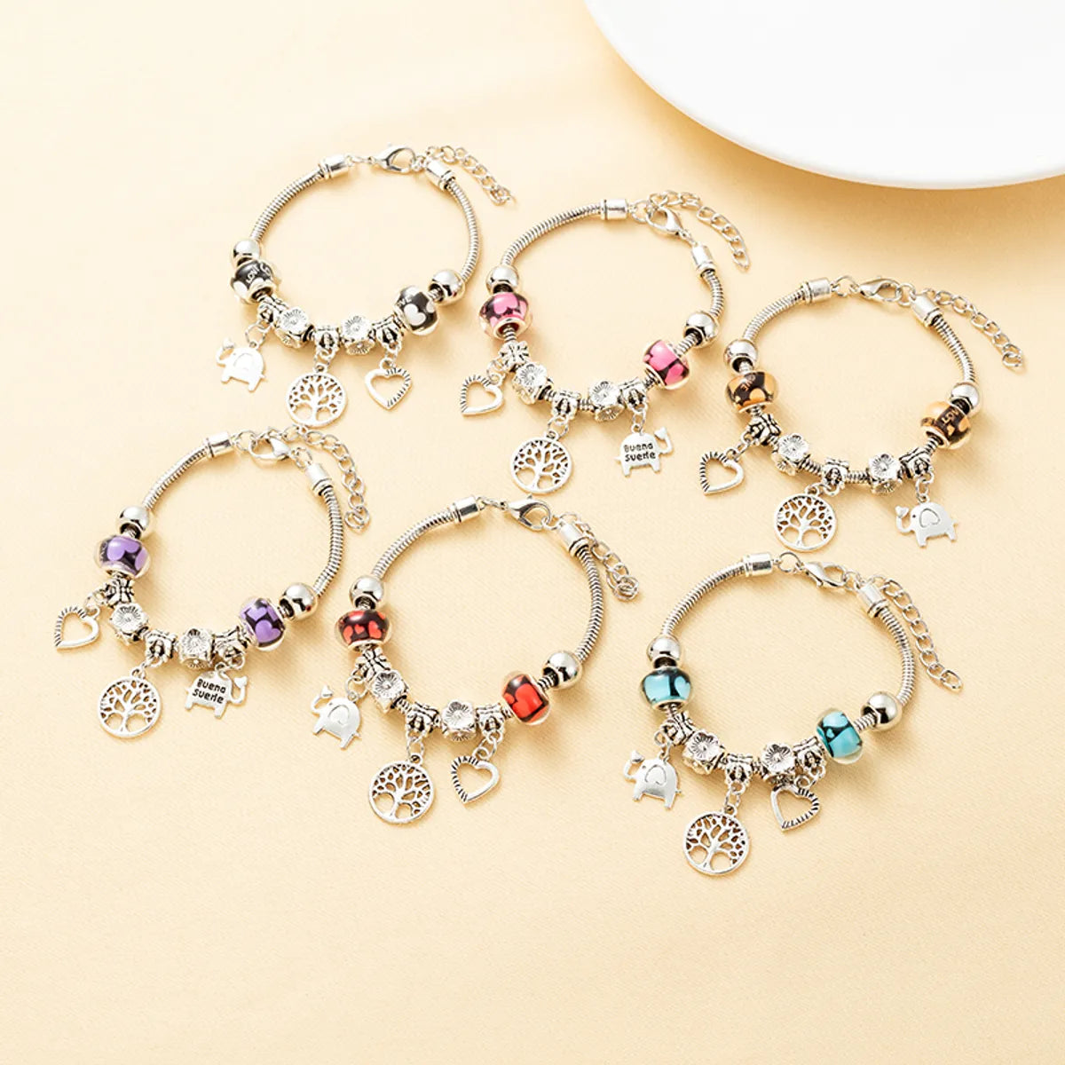 Fashion Tree Heart Shape Elephant Titanium Steel Plating Bracelets