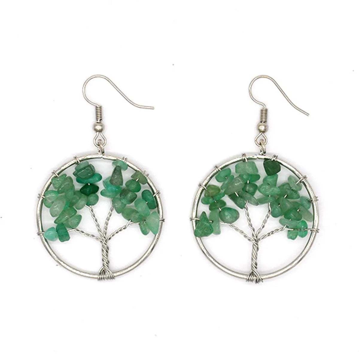 Fashion Tree Natural Stone Copper Beaded Plating Drop Earrings 1 Pair