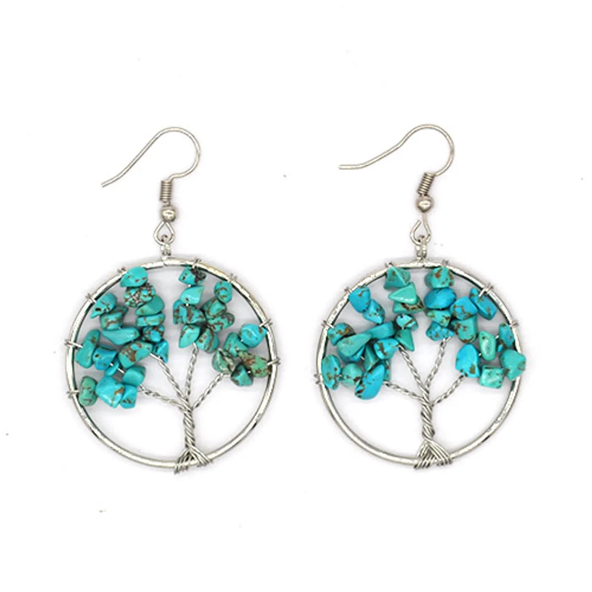 Fashion Tree Natural Stone Copper Beaded Plating Drop Earrings 1 Pair