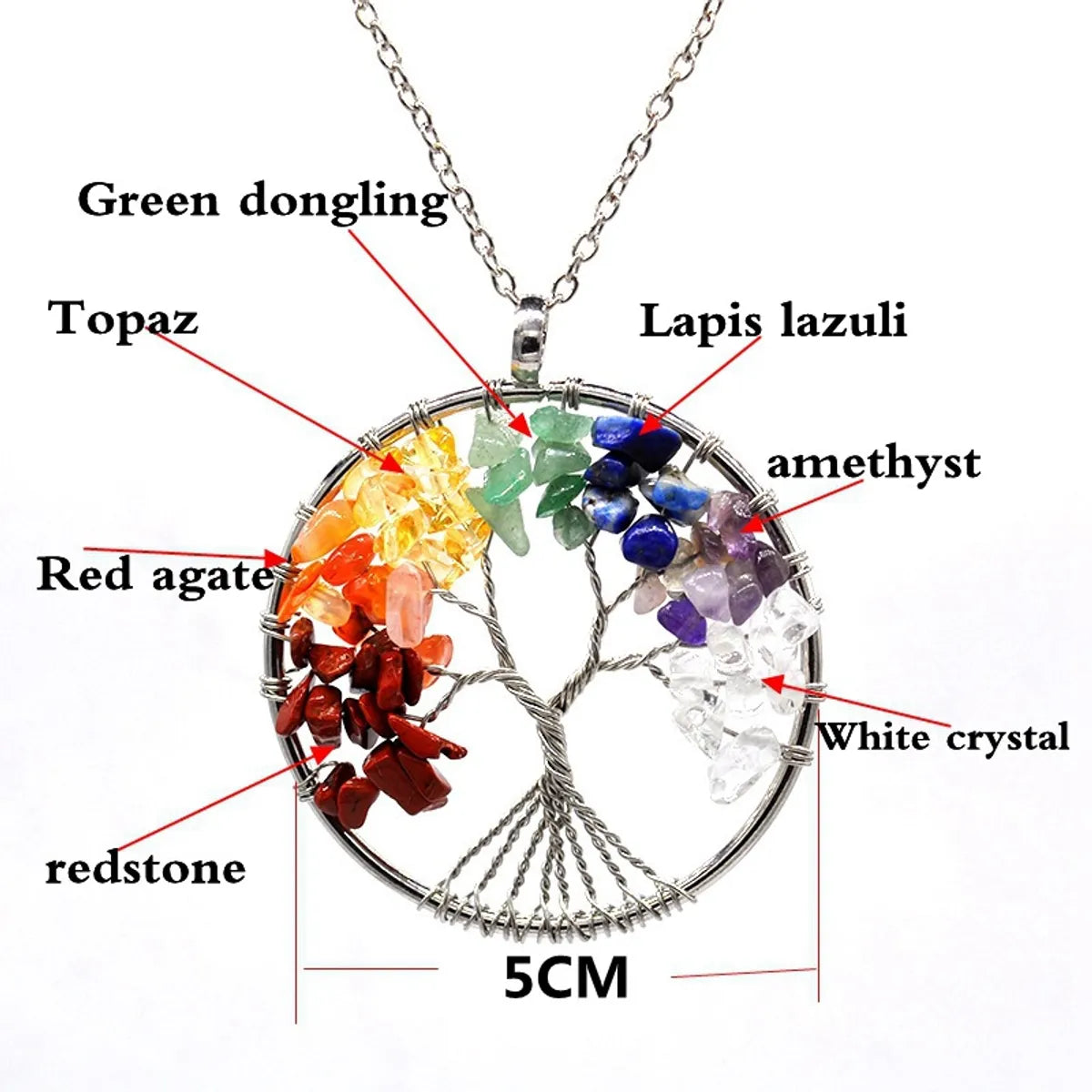 Fashion Tree Natural Stone Plating Pendant Necklace 1 Piece