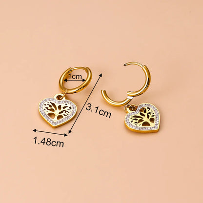 1 Pair Fashion Tree Plating Stainless Steel Zircon Earrings