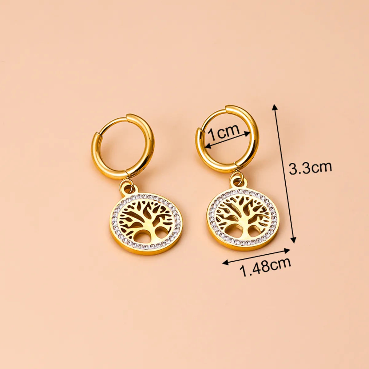 1 Pair Fashion Tree Plating Stainless Steel Zircon Earrings