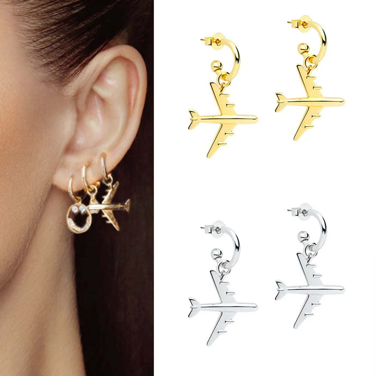 Fashion Trendy Simple Earrings Creative Airplane Earrings