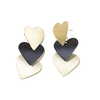 Fashion Triangle Heart Shape Metal Drop Earrings