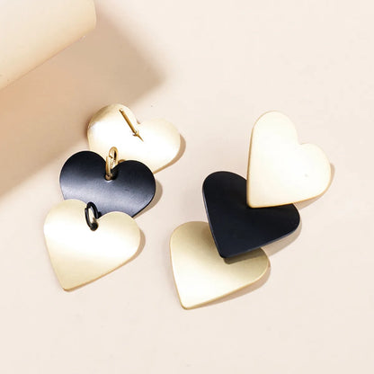 Fashion Triangle Heart Shape Metal Drop Earrings